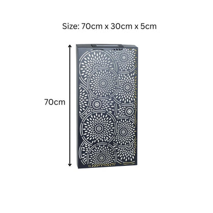 Large Metal Moroccan Solar Wall Panel – 70 x 30 x 5 CM | Solar-Powered Outdoor Wall Art | Weatherproof Decorative Garden Panel
