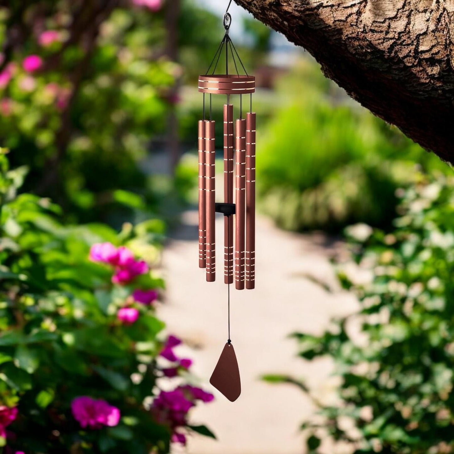 Chorus Musical Wind Chime – 100cm Rose Gold/Red/Green/Blue Outdoor Chime for Relaxing Melodies, Garden, Patio & Home Décor