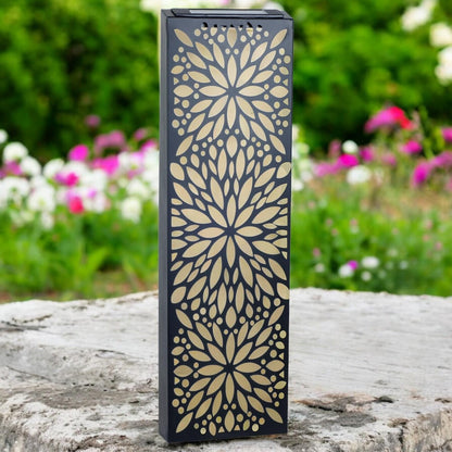 Metal Flower Solar Wall Panel – 60 x 20 x 5 CM | Solar-Powered Outdoor Wall Art | Weatherproof Metal Garden Decor