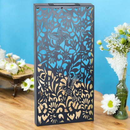 Large Metal Hummingbird Solar Wall Panel – 70 x 30 x 5 CM | Solar-Powered Outdoor Wall Art | Weatherproof LED Garden Panel for Patio