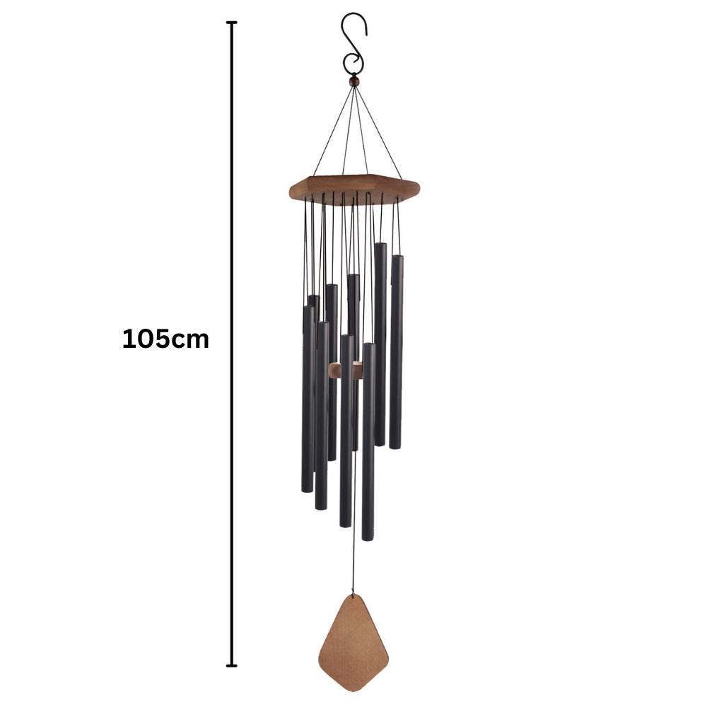 Musical Wind Chime – 50"/48"/ 34" / 28" Satin Black Outdoor Chime for Soothing Melodies, Garden, Patio & Home Décor (50")