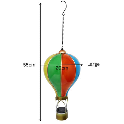 Large Rainbow Solar Hot Air Balloon – Outdoor Hanging LED Light for Garden, Patio & Porch Décor (55cm x 20cm x 20cm)