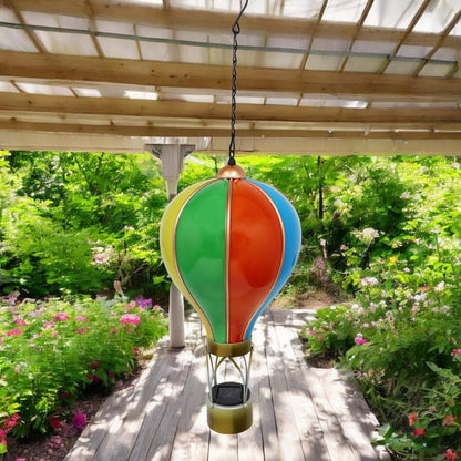 Large Rainbow Solar Hot Air Balloon – Outdoor Hanging LED Light for Garden, Patio & Porch Décor (55cm x 20cm x 20cm)