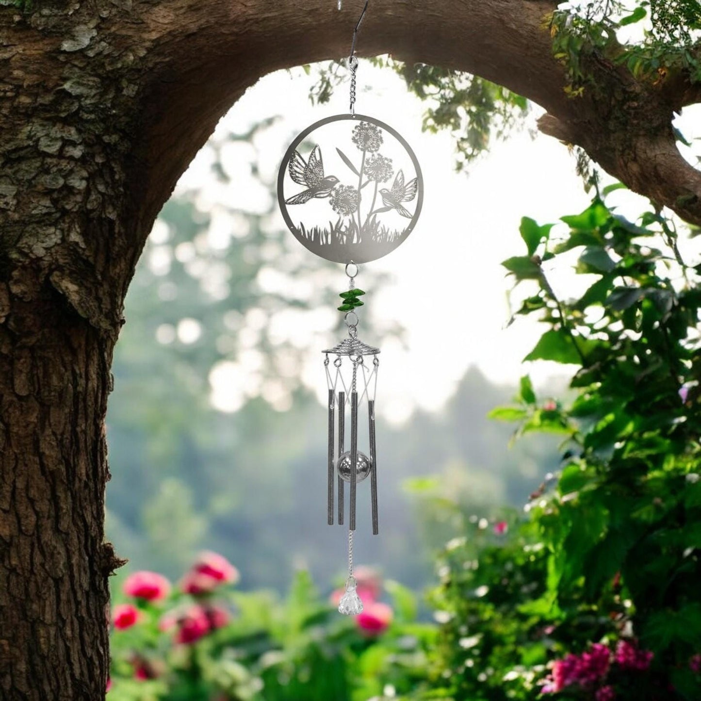 Bird Stainless Steel Hanging Wind Chime, Outdoor Garden Décor,Soothing Wind Bell with Nature-Inspired Design for Patios, Balconies & Gardens