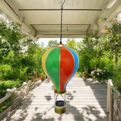 Large Rainbow Solar Hot Air Balloon – Outdoor Hanging LED Light for Garden, Patio & Porch Décor (55cm x 20cm x 20cm)