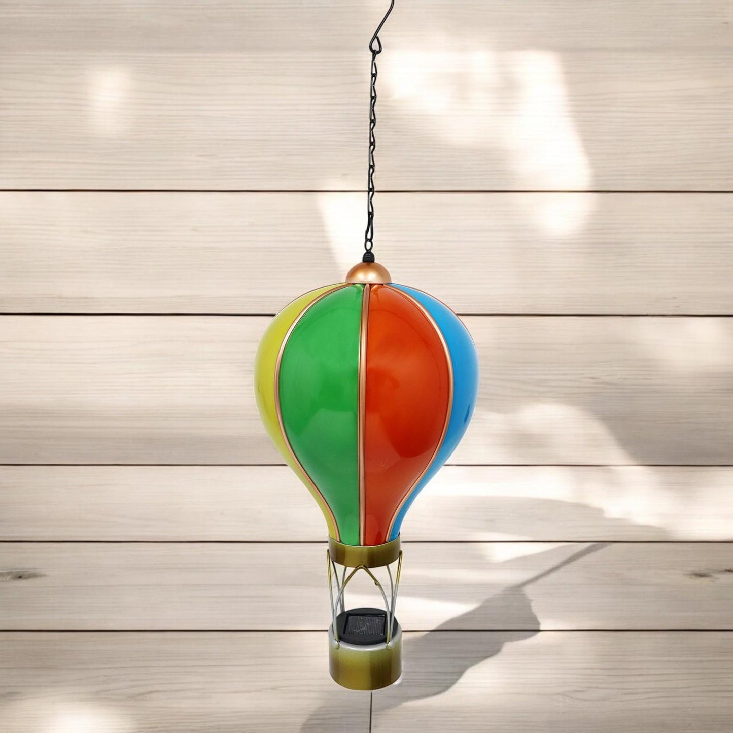 Large Rainbow Solar Hot Air Balloon – Outdoor Hanging LED Light for Garden, Patio & Porch Décor (55cm x 20cm x 20cm)
