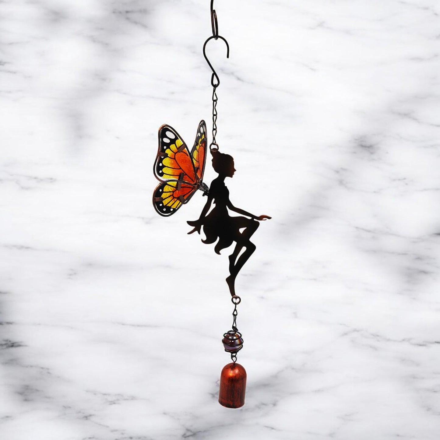Orange Hanging Fairy Bell Chime (43cm x 12cm x 12cm) – Enchanting Outdoor Wind Chime for Garden, Patio & Home Décor Soothing Fairy Bell
