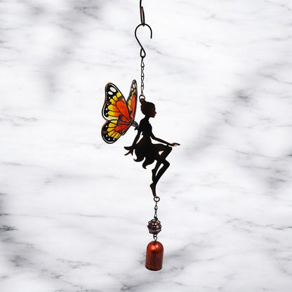 Orange Hanging Fairy Bell Chime (43cm x 12cm x 12cm) – Enchanting Outdoor Wind Chime for Garden, Patio & Home Décor Soothing Fairy Bell