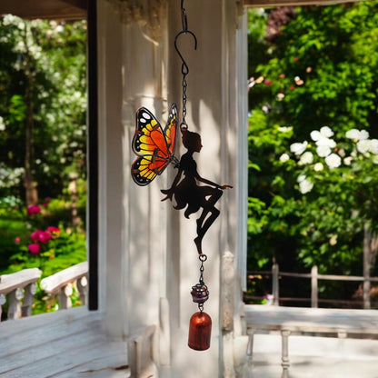 Orange Hanging Fairy Bell Chime (43cm x 12cm x 12cm) – Enchanting Outdoor Wind Chime for Garden, Patio & Home Décor Soothing Fairy Bell