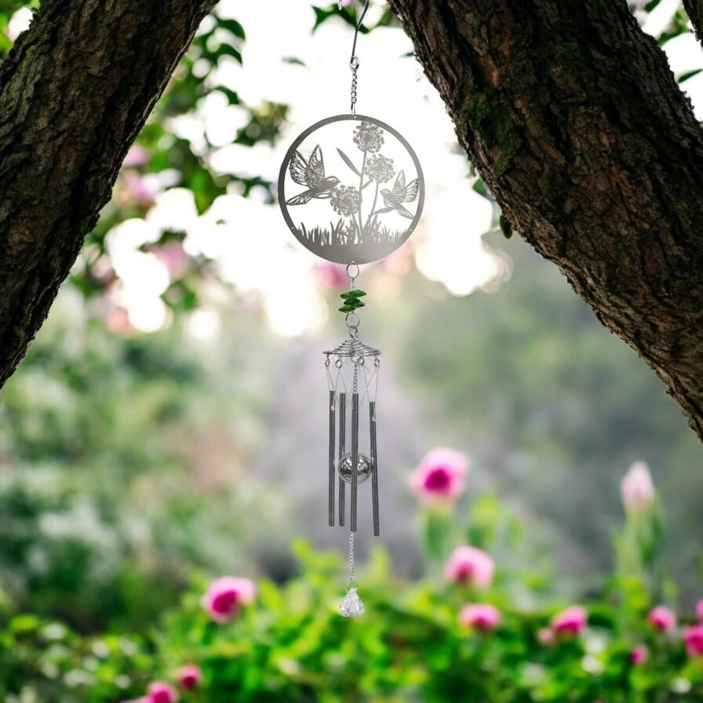 Bird Stainless Steel Hanging Wind Chime, Outdoor Garden Décor,Soothing Wind Bell with Nature-Inspired Design for Patios, Balconies & Gardens