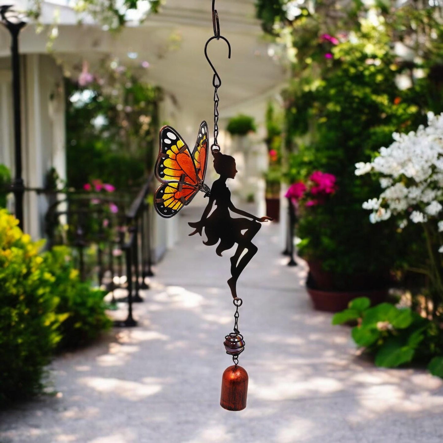 Orange Hanging Fairy Bell Chime (43cm x 12cm x 12cm) – Enchanting Outdoor Wind Chime for Garden, Patio & Home Décor Soothing Fairy Bell
