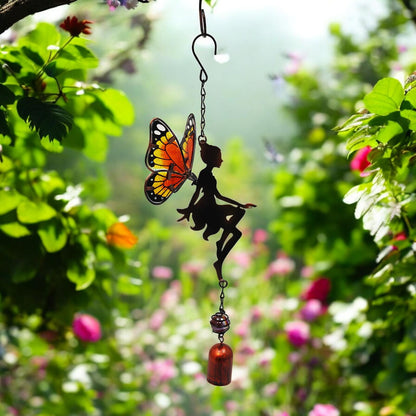 Orange Hanging Fairy Bell Chime (43cm x 12cm x 12cm) – Enchanting Outdoor Wind Chime for Garden, Patio & Home Décor Soothing Fairy Bell