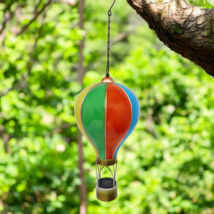 Large Rainbow Solar Hot Air Balloon – Outdoor Hanging LED Light for Garden, Patio & Porch Décor (55cm x 20cm x 20cm)