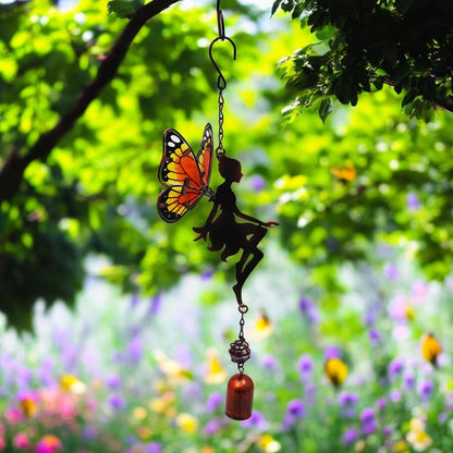 Orange Hanging Fairy Bell Chime (43cm x 12cm x 12cm) – Enchanting Outdoor Wind Chime for Garden, Patio & Home Décor Soothing Fairy Bell