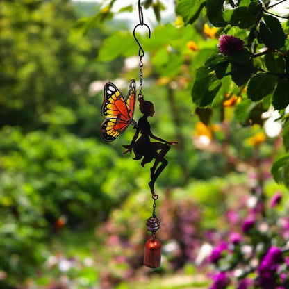 Orange Hanging Fairy Bell Chime (43cm x 12cm x 12cm) – Enchanting Outdoor Wind Chime for Garden, Patio & Home Décor Soothing Fairy Bell
