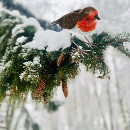 Christmas Robin Ornament Large Garden Hand Painted Metal Redbreast Bird XMAS Tree Decoration Festive Gift