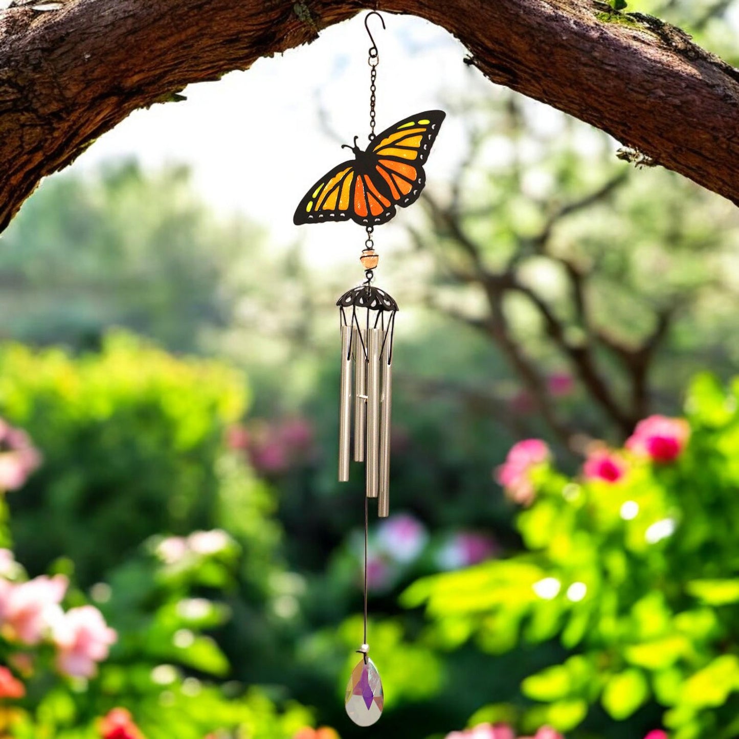Suncatcher Orange Butterfly Wind Chime