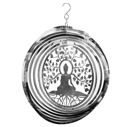Buddha Wind Spinner - Stainless Steel Hanging Garden Décor, Zen Outdoor Metal Art, Spiritual Yard Ornament, Kinetic Spinner, Meditation Gift