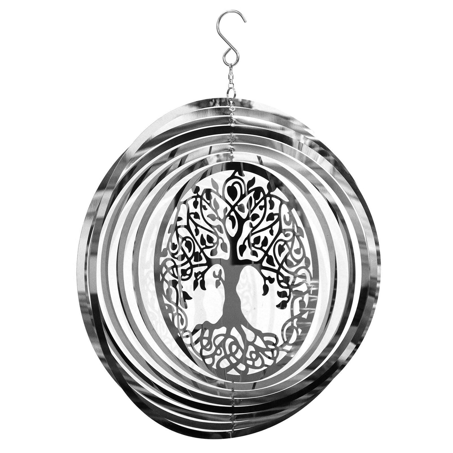 Tree of Life Wind Spinner - Stainless Steel Hanging Garden Décor, Outdoor Metal Art, Spiritual Home Gift, Garden Ornament, Kinetic Spinner