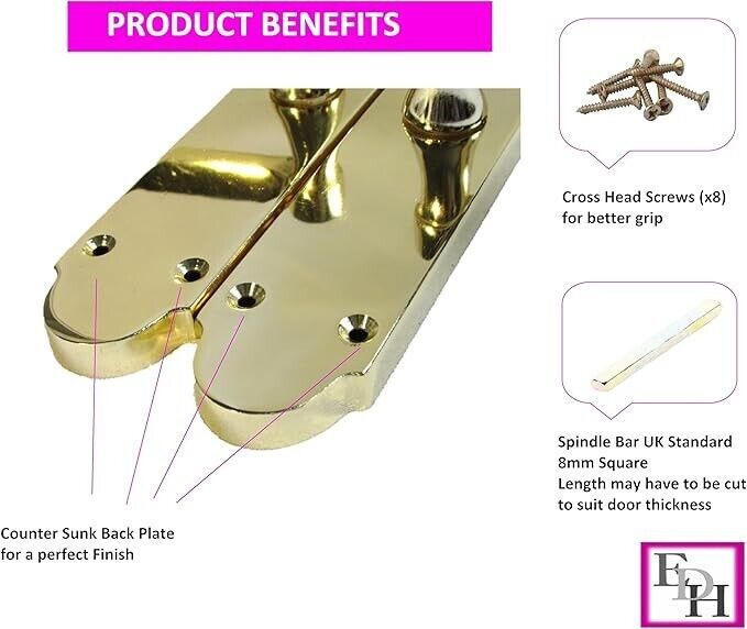Modern Brass Internal Door Handles by Epsom – Latch Handles + Tubular Latch x6