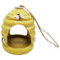 Yellow Ceramic Honey Pot Bird Feeder | Decorative Outdoor Garden Feeder for Bird