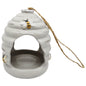 White Ceramic Honey Pot Bird Feeder, Decorative Garden Bird Feeder