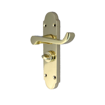 Epsom Victorian Scroll Brass Plated Privacy Bathroom Modern Door Handles 2 Pairs