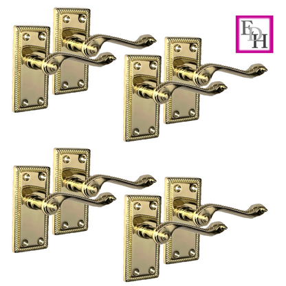 Georgian Style Scroll Brass Finish Internal  Door Handles