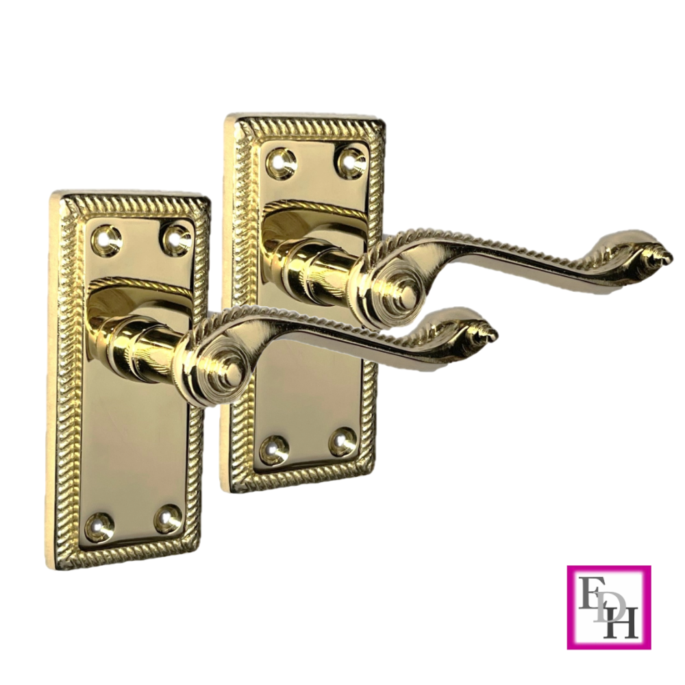 Georgian Style Scroll Brass Finish Door Handles,Internal Door handles,Tubular.