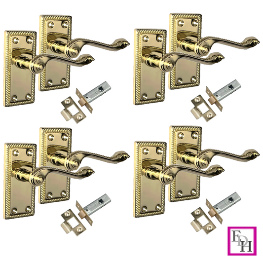 Georgian Style Scroll Brass Finish Door Handles,Internal Door handles,Tubular