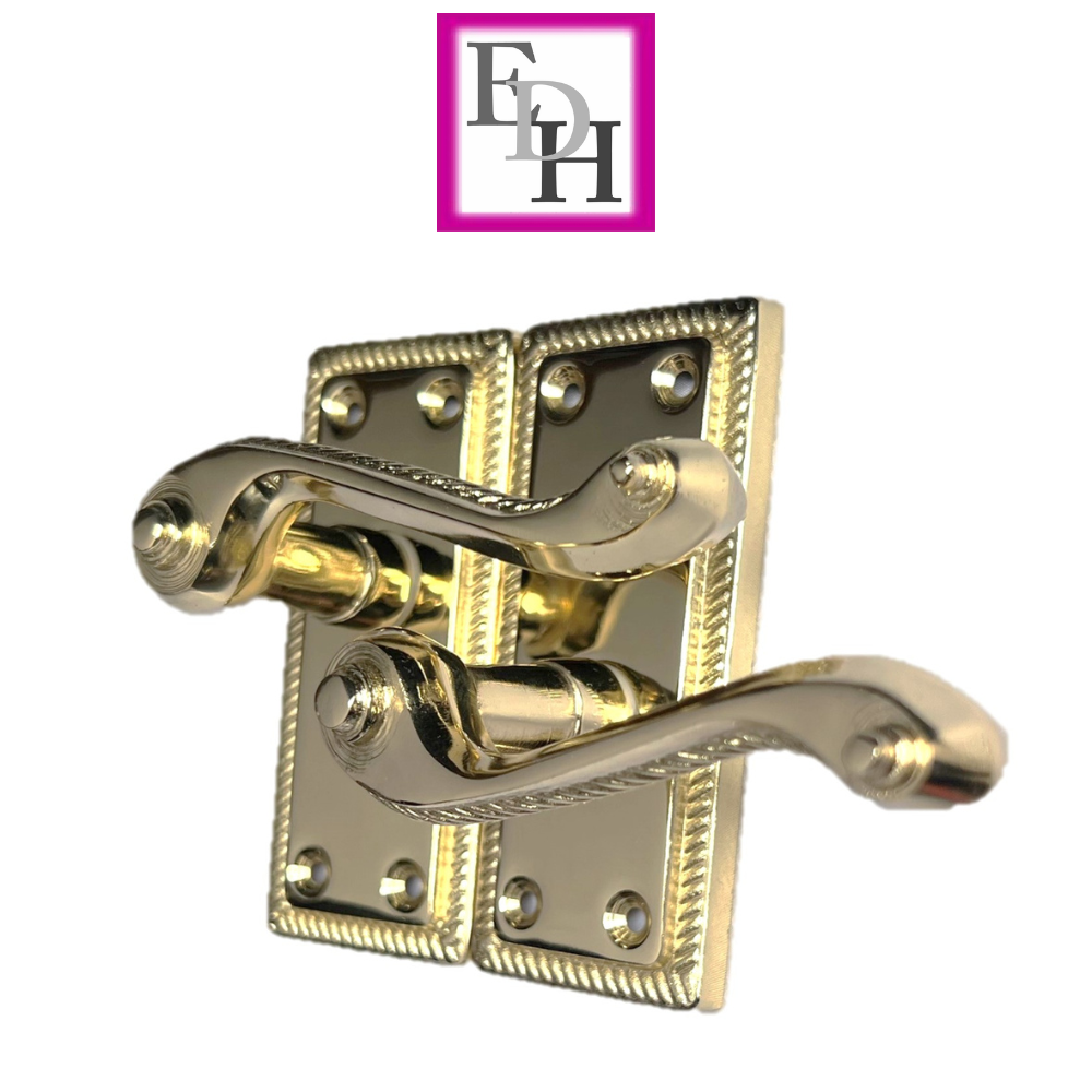 Georgian Style Scroll Brass Finish Door Handles,Internal Door handles,Tubular