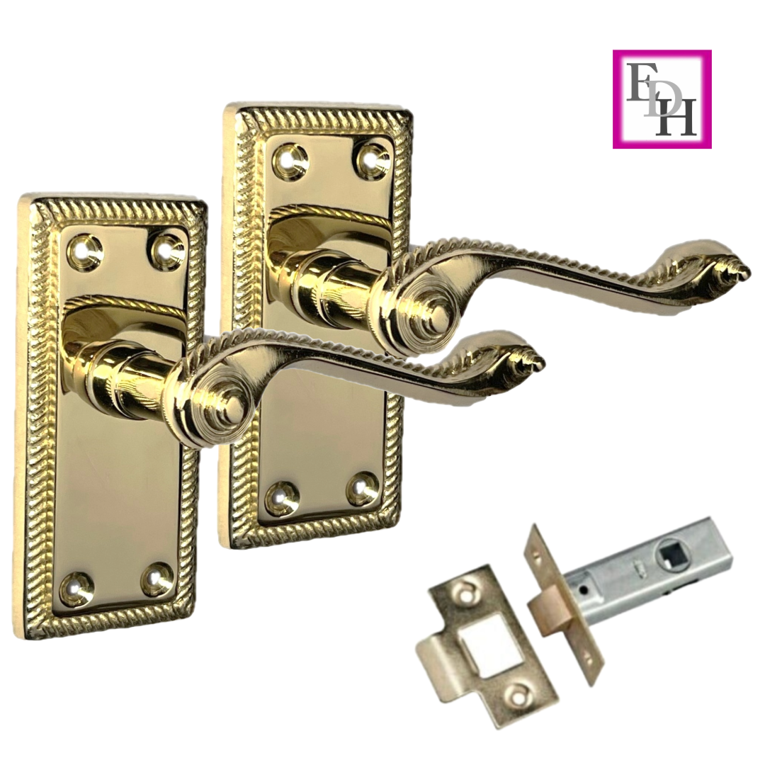 Georgian Style Scroll Brass Finish Door Handles,Internal Door handles,Tubular