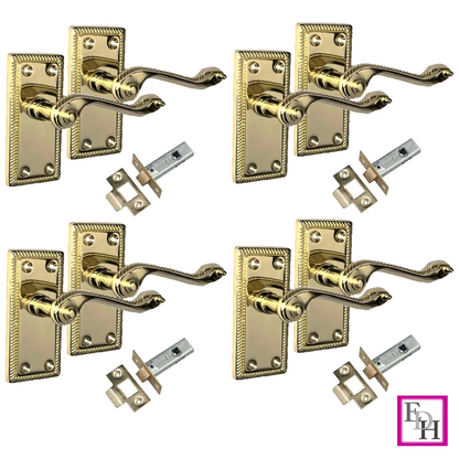 Georgian Style Scroll Brass Finish Door Handles,Internal Door handles,Tubular.