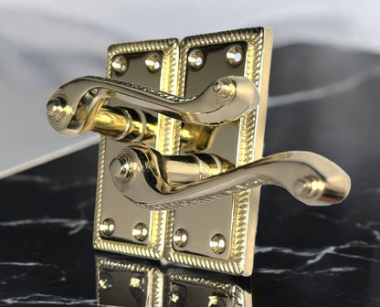 Georgian Style Scroll Brass  Finish Door Handles, Internal Door Handles 4 sets.