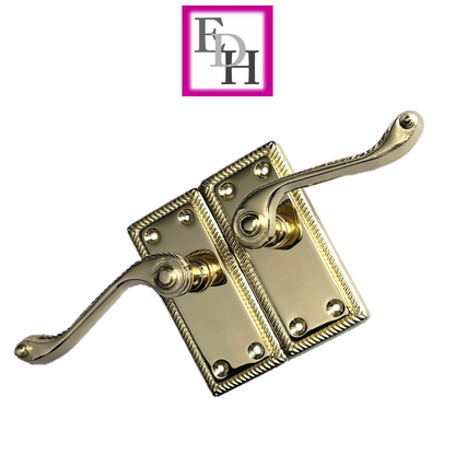 Georgian Style Scroll Brass  Finish Door Handles, Internal Door Handles 4 sets.
