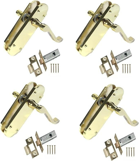 Modern Brass Internal Door Handles by Epsom – Latch Handles + Tubular Latch x4