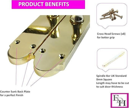Modern Brass Internal Door Handles by Epsom – Latch Handles + Tubular Latch x4