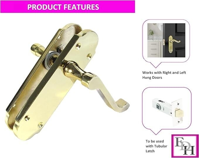 Modern Brass Internal Door Handles by Epsom – Latch Handles + Tubular Latch x4