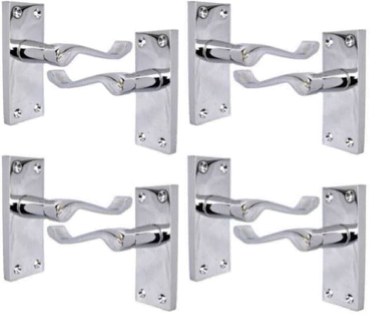 Victorian Scroll Chrome Door Handles - Set of 4 Stylish Chrome Door Handles