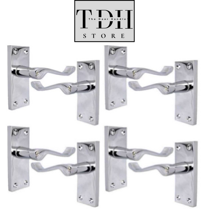 Victorian Scroll Chrome Door Handles - Set of 4 Stylish Chrome Door Handles