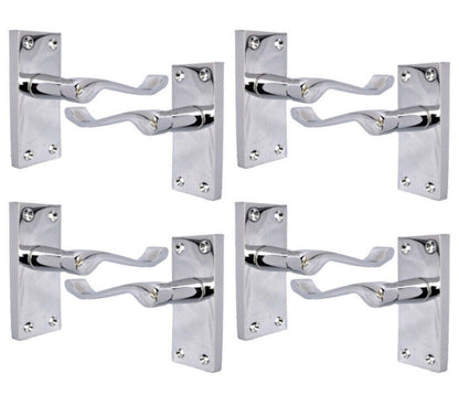 Chrome Door Handles - Polished Victorian Scroll Interior Handles Pack Of 4 Pairs