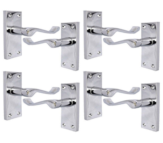Chrome Door Handles - Polished Victorian Scroll Interior Handles Pack Of 4 Pairs