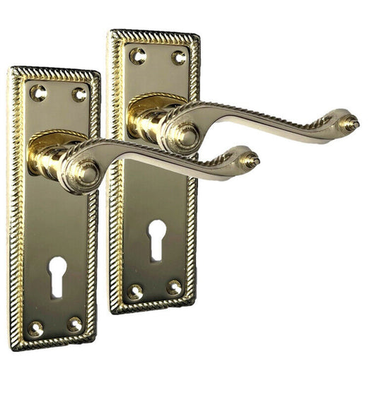 Georgian Style Scroll Brass Finish Door Handles, Internal Door handles 1 Sets.