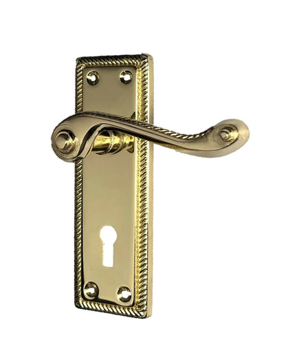 Georgian Style Scroll Brass Finish Door Handles, Internal Door handles 1 Pair