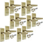Interior Door Handles Victorian Straight Lever Latch Brass Finish + Tubular Latch, 6 Pairs