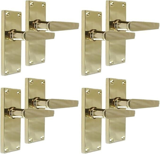 Brass Door Handles Interior Door Handles-Victorian Straight Door Handles, 4 Pairs