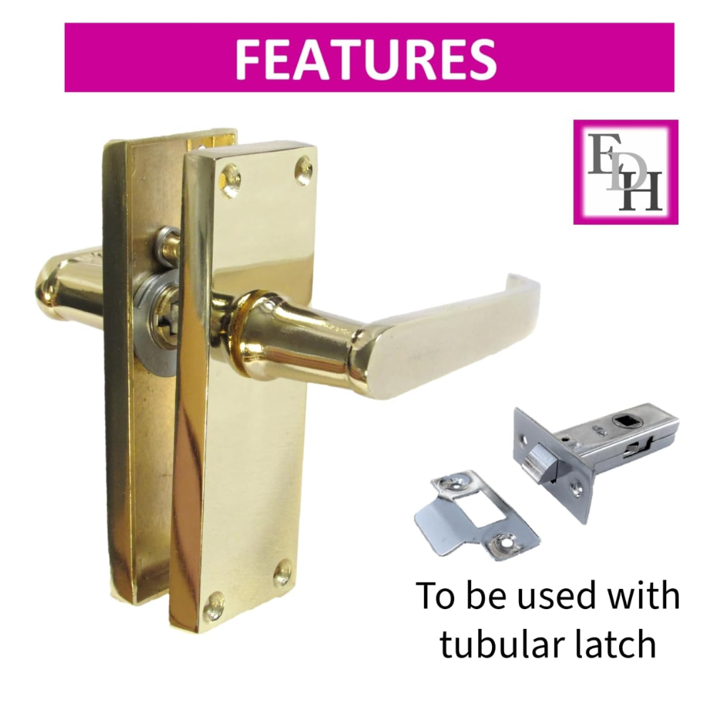 Door Handles Victorian Straight Lever Latch Brass Finish Interior DOOR HANDLE x6