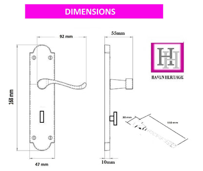 Matt Black Victorian Scroll Bathroom Door Handles With Sash Lock Epsom Pack