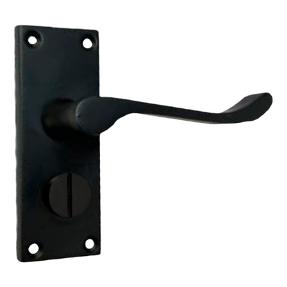 Victorian Scroll Matt Black Bathroom Privacy Lock Door Handles 1 Pair