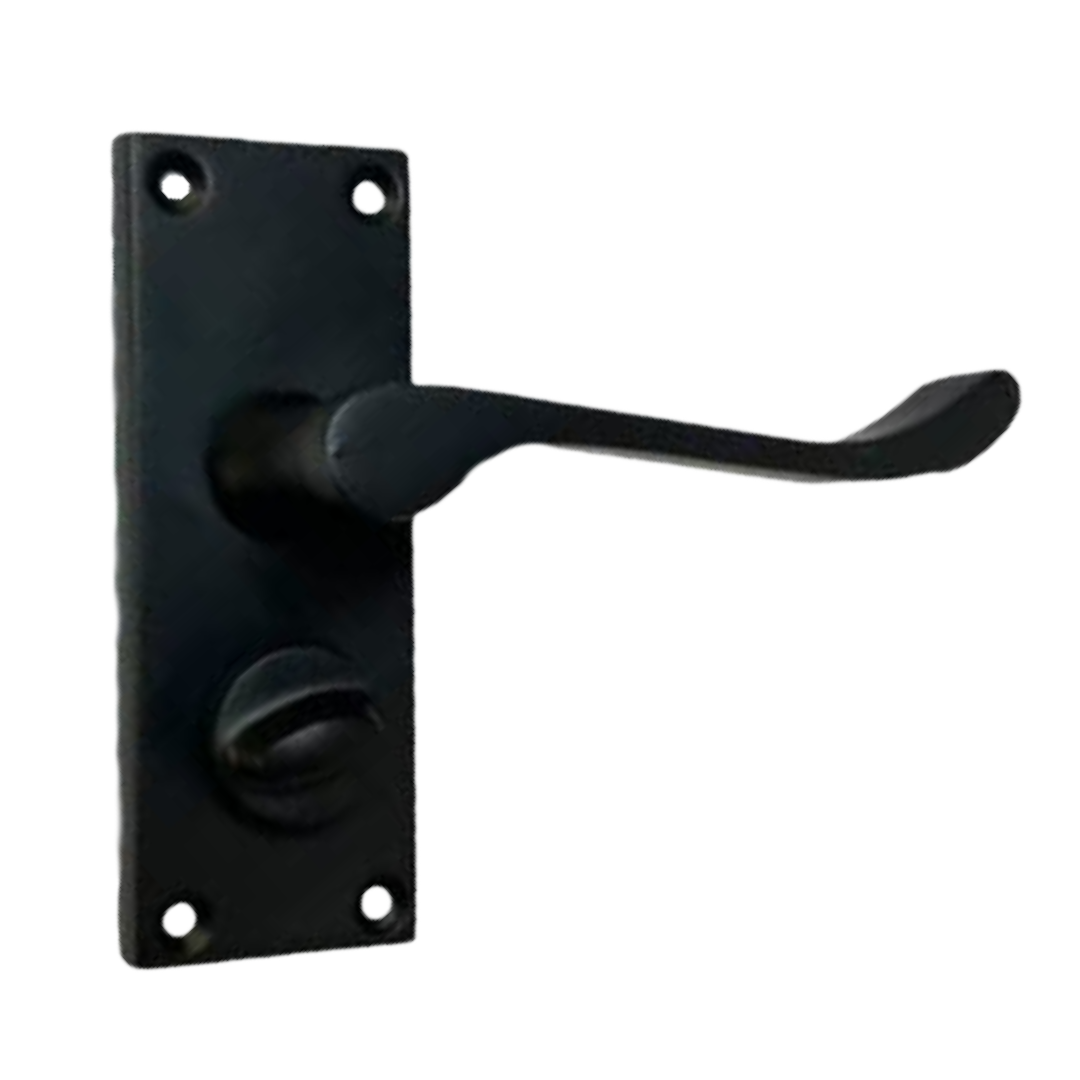 Victorian Scroll Matt Black Bathroom Privacy Lock Door Handles 1 Pair